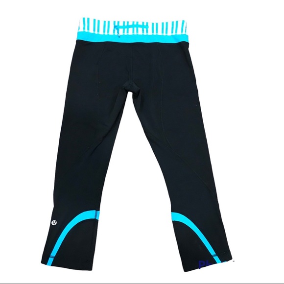 Lululemon Run: Inspire Crop II Legging Black / Twin Stripe Spry Blue / Spry blue - Picture 2 of 15